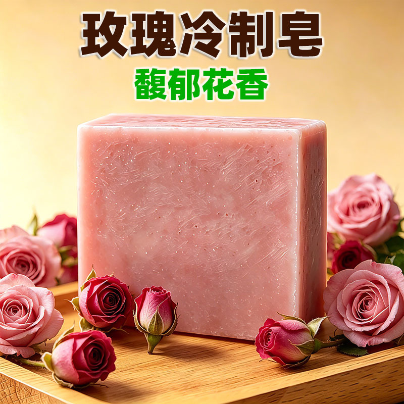 031天然玫瑰冷制皂纯手工植物萃取玫瑰精华温和清洁舒缓嫩肤滋润